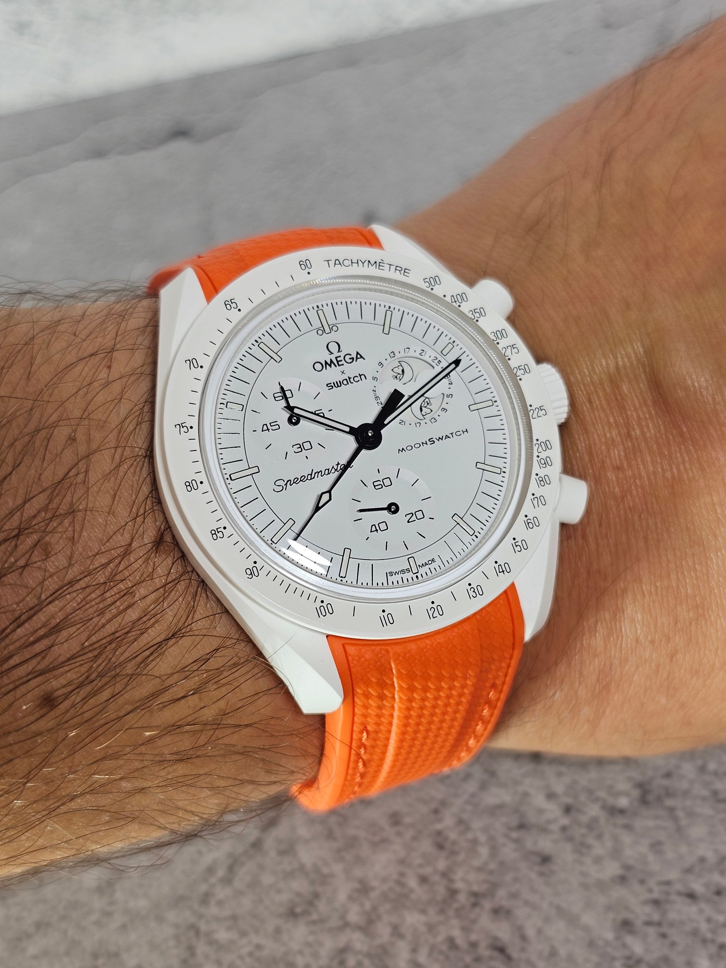 Omega X Swatch MoonSwatch Snoopy Strap: Rubber Woven - Orange