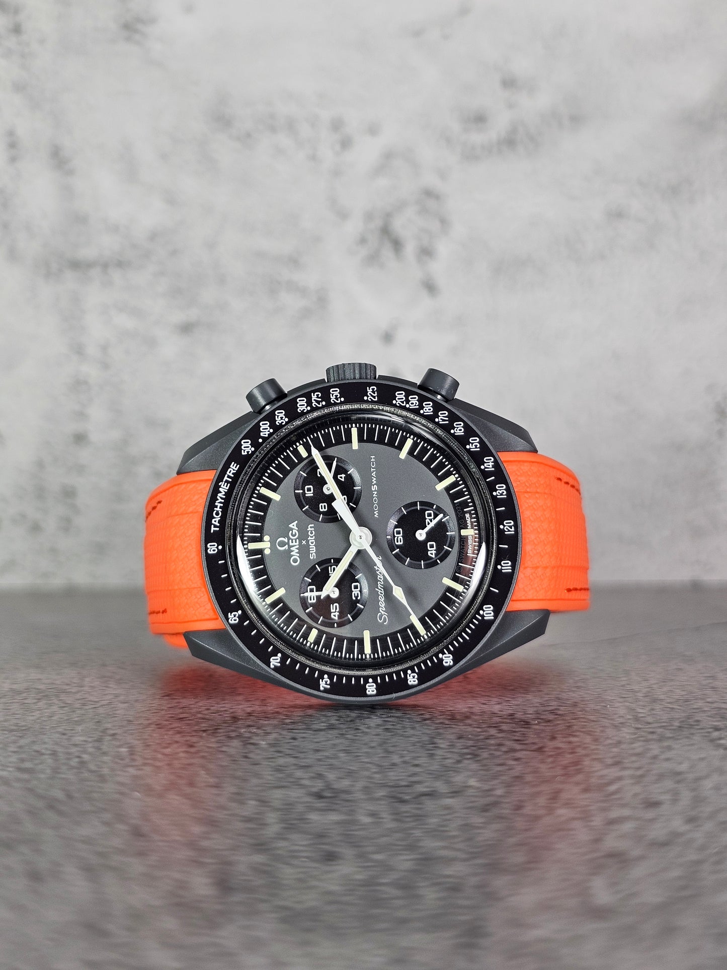 Omega X Swatch MoonSwatch Mercury Strap: Stitched Rubber Woven - Orange