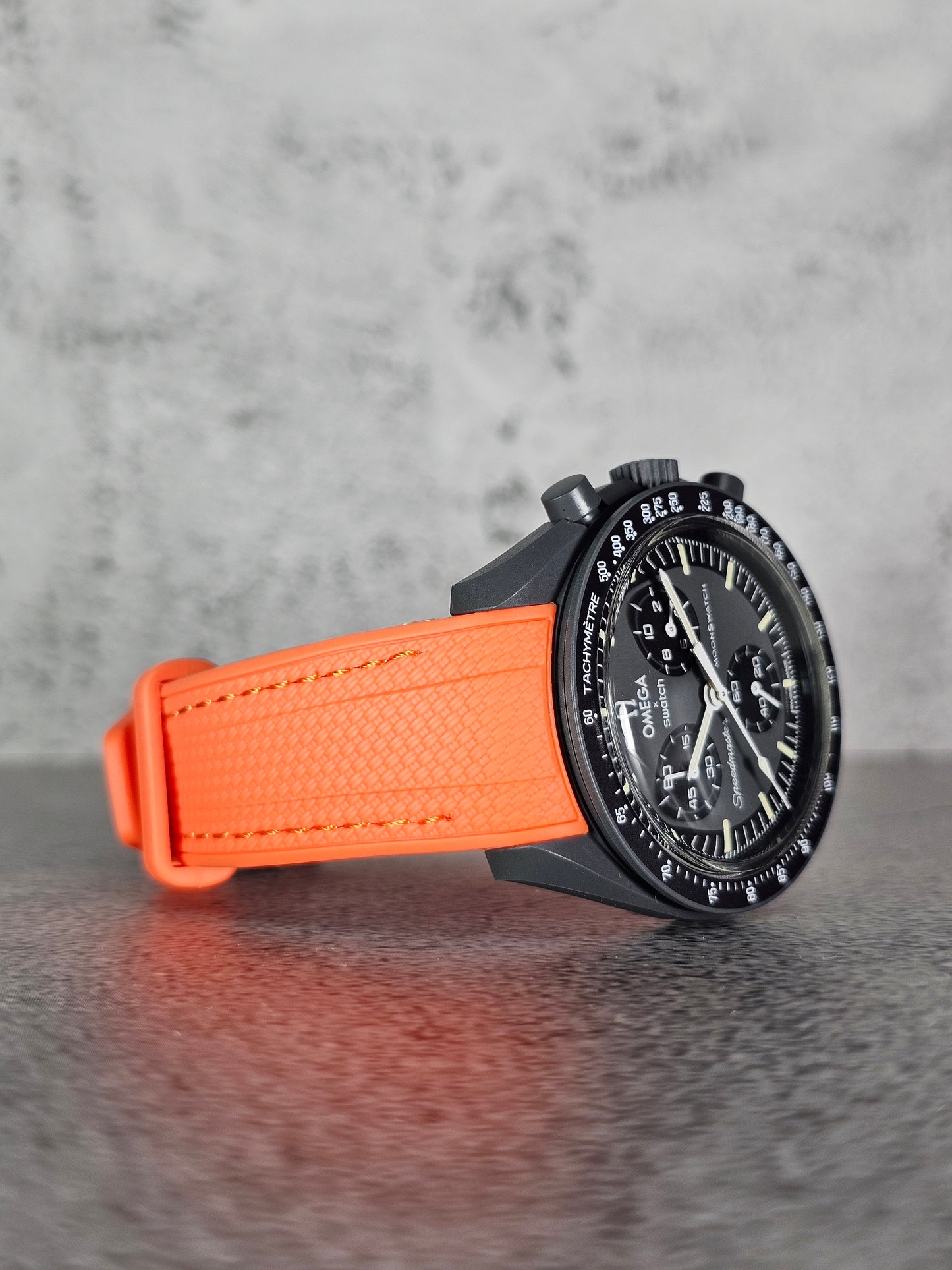 Omega X Swatch MoonSwatch Mercury Strap: Stitched Rubber Woven - Orange