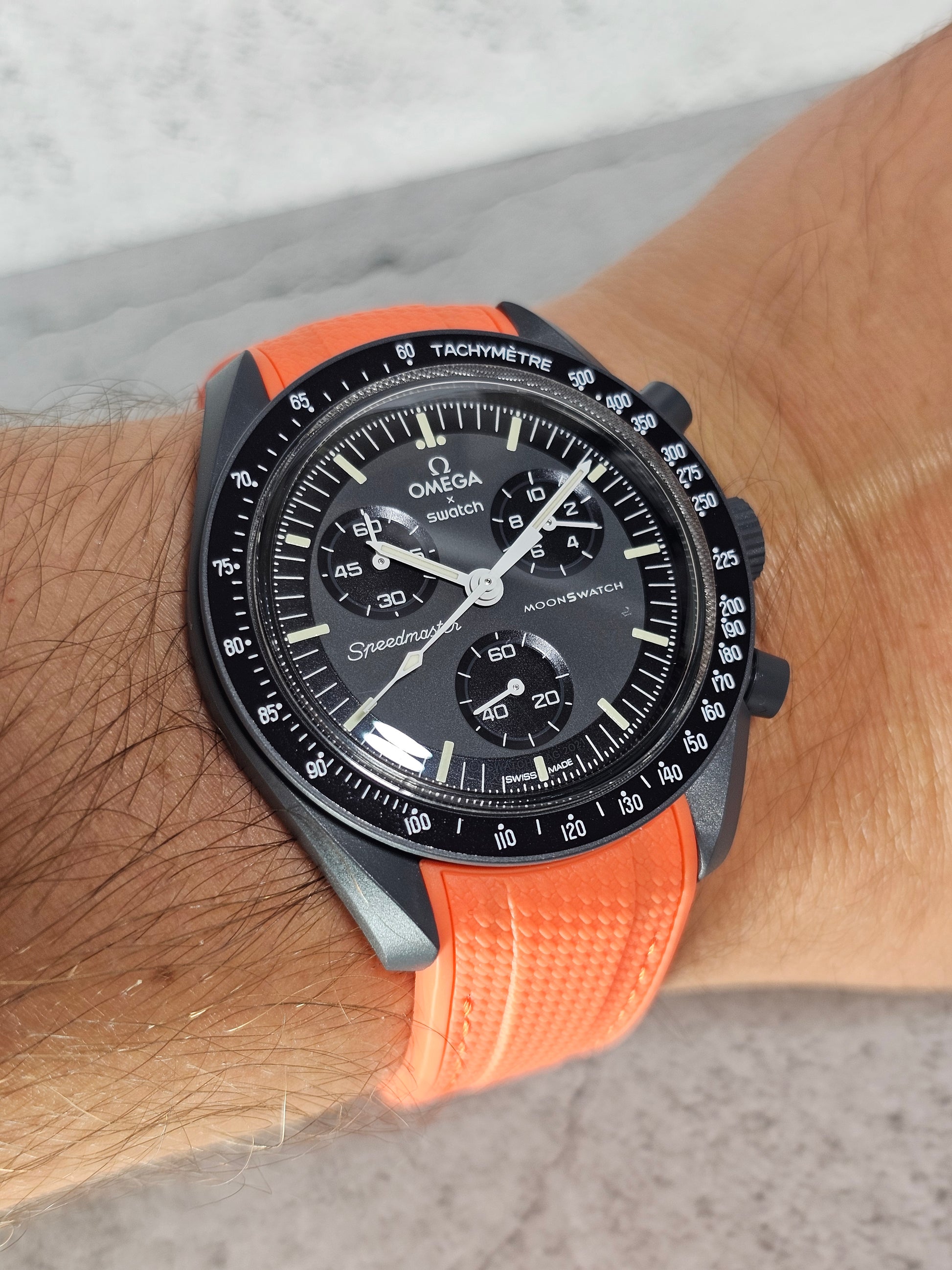 Leather Strap Speedmaster Orange Strap Rubber Strap For Swatch X