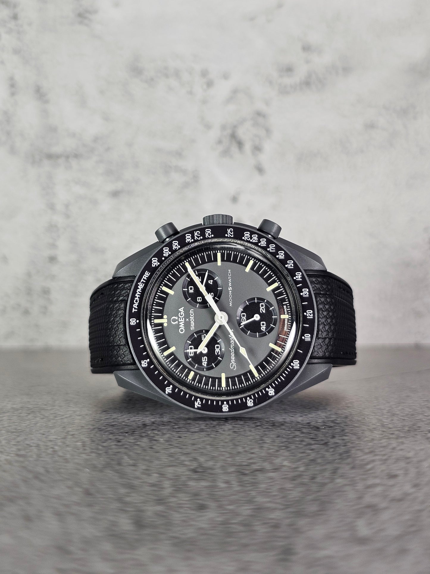 Omega X Swatch MoonSwatch Strap: Stitched Rubber Woven - Black