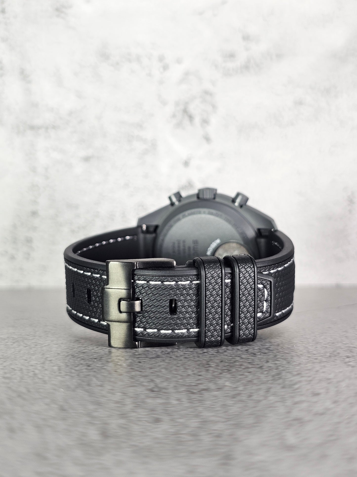 Omega X Swatch MoonSwatch Mercury Strap: Stitched Rubber Woven - Black & White