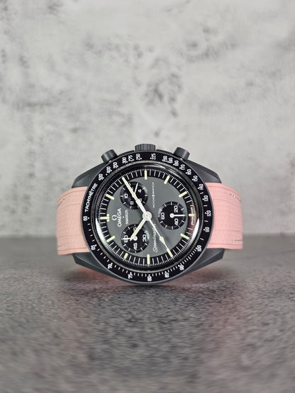 Omega X Swatch MoonSwatch Mercury Strap: Stitched Rubber Woven - Pink