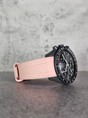 Omega X Swatch MoonSwatch Mercury Strap: Stitched Rubber Woven - Pink