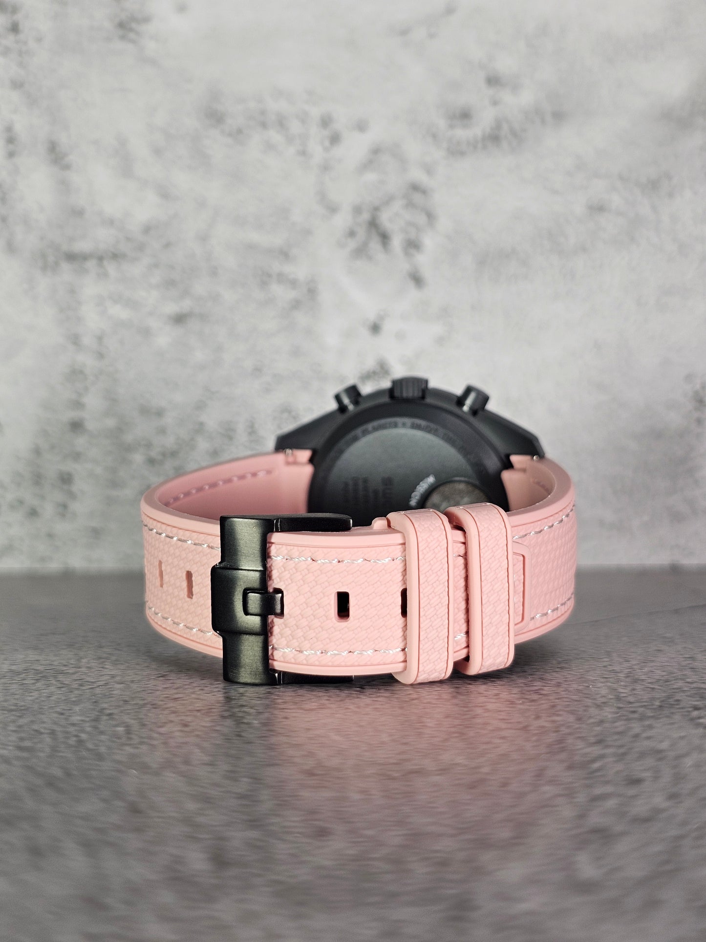 Omega X Swatch MoonSwatch Mercury Strap: Stitched Rubber Woven - Pink