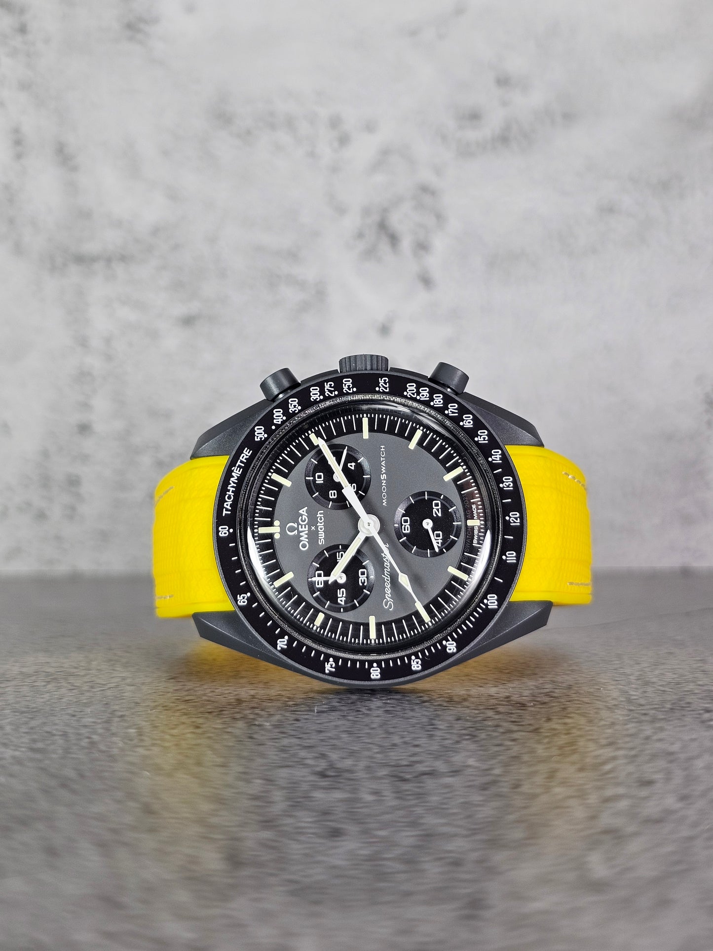 Omega X Swatch MoonSwatch Mercury Strap: Stitched Rubber Woven - Yellow