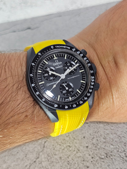 Omega X Swatch MoonSwatch Mercury Strap: Stitched Rubber Woven - Yellow