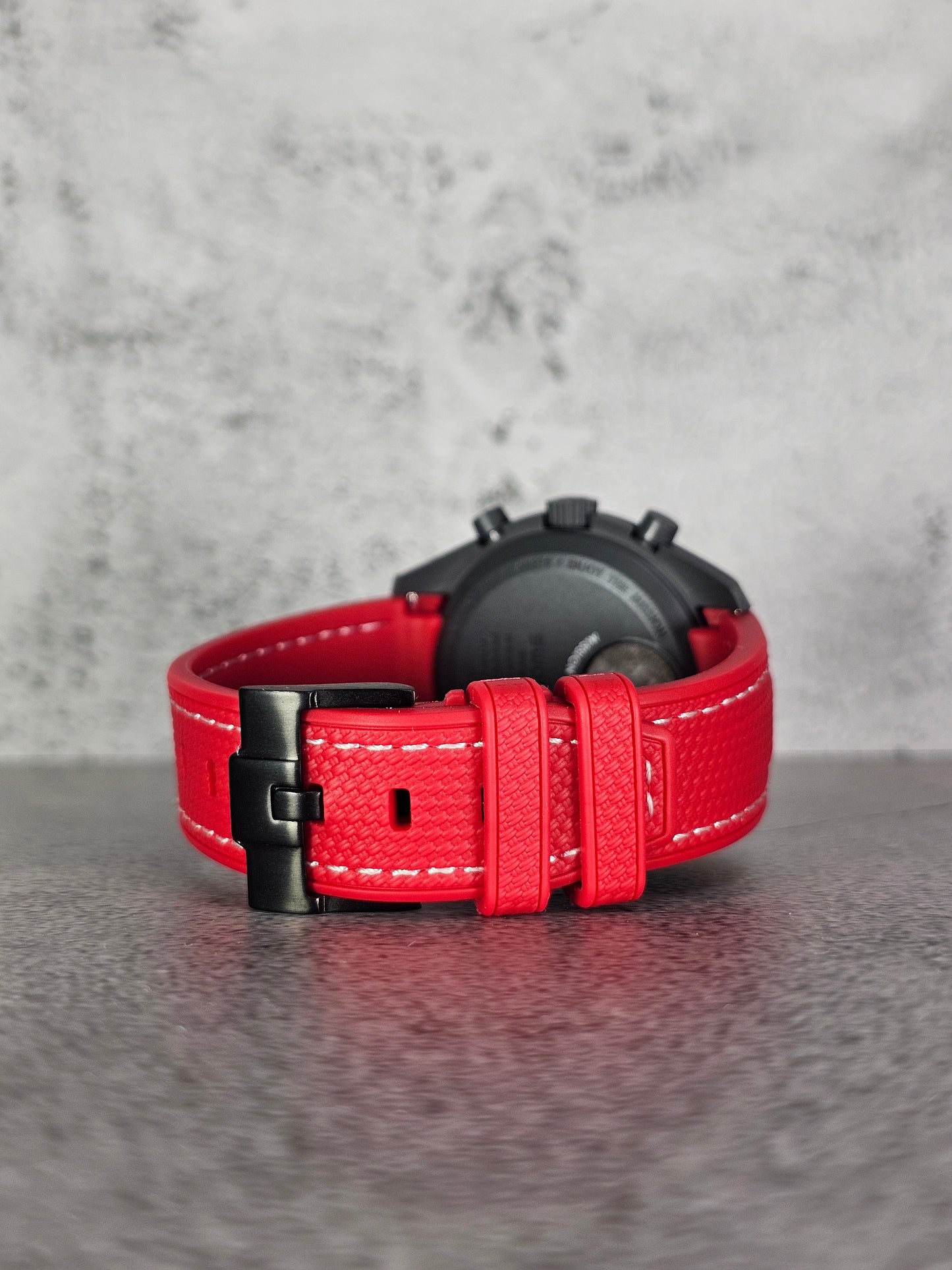 Omega X Swatch MoonSwatch Mercury Strap: Stitched Rubber Woven - Red