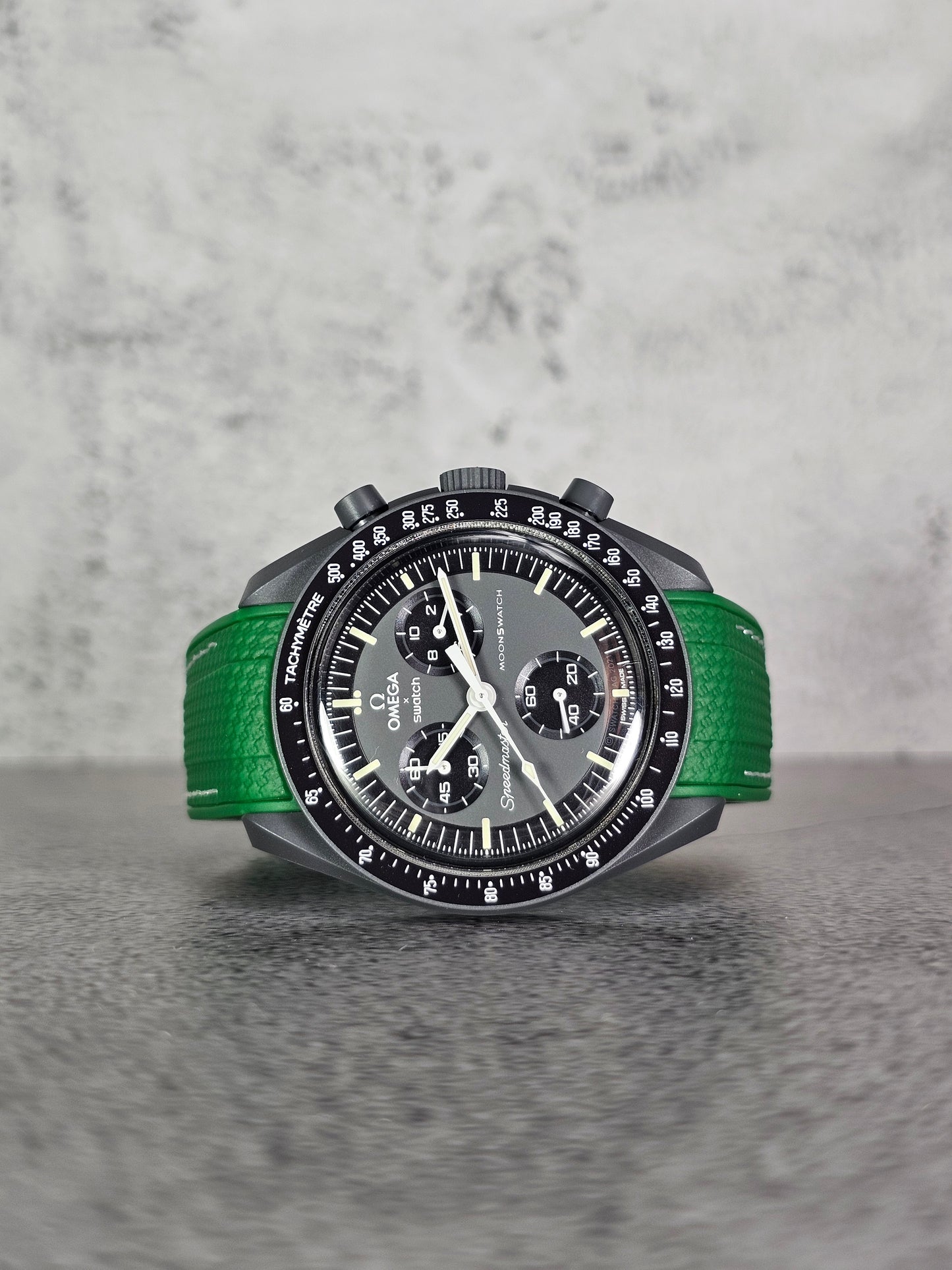 Omega X Swatch MoonSwatch Mercury Strap: Stitched Rubber Woven - Green