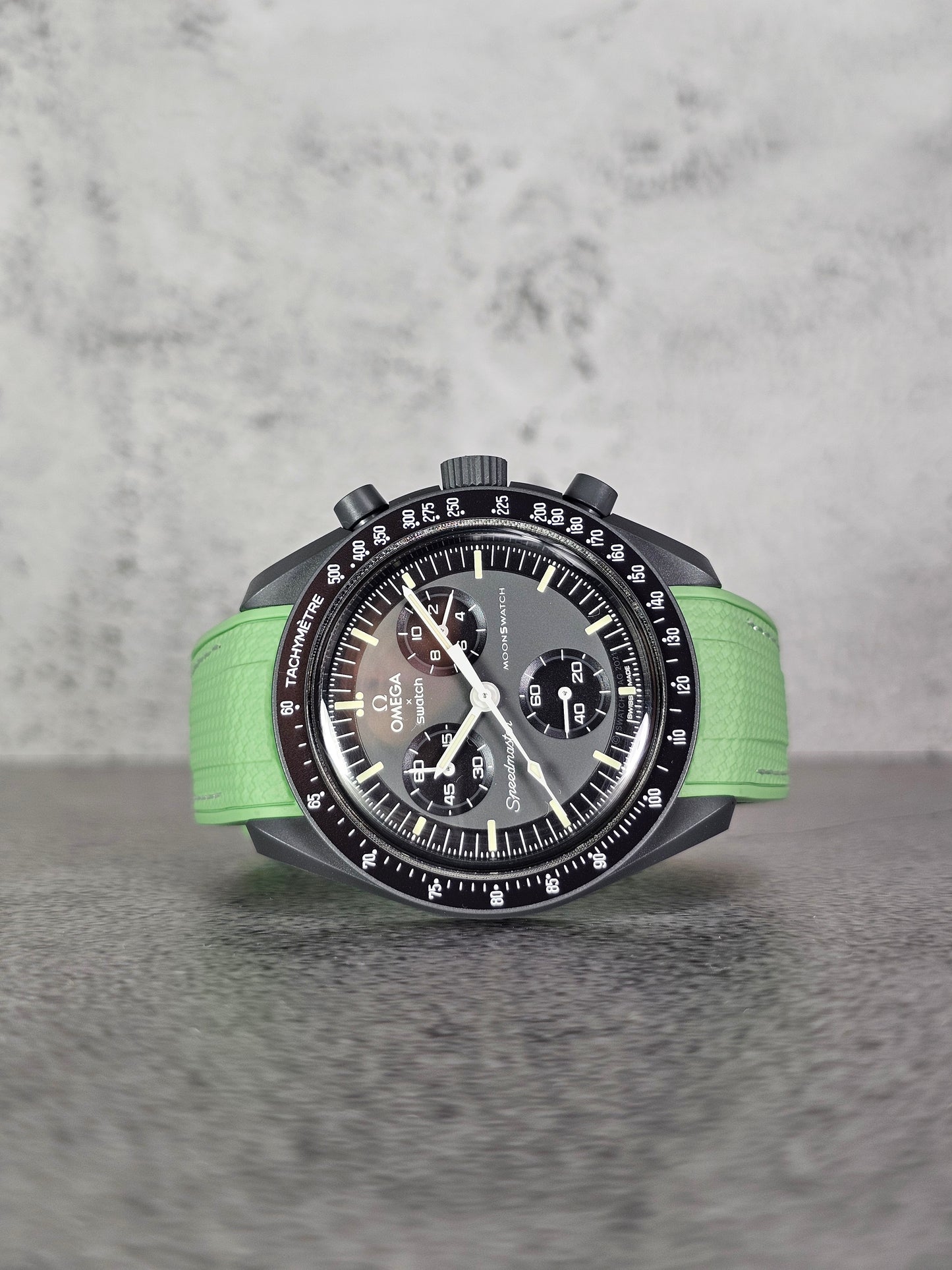 Omega X Swatch MoonSwatch Mercury Strap: Stitched Rubber Woven - Sage