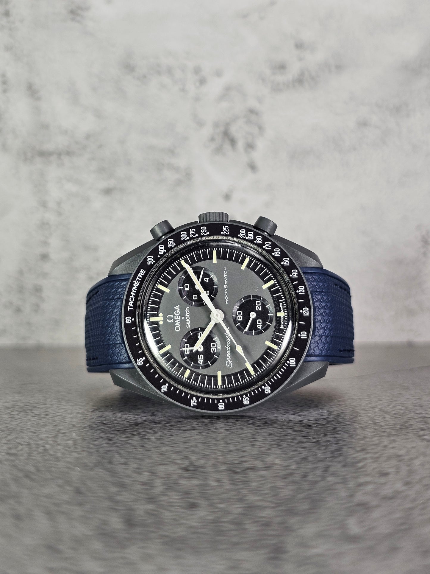 Omega X Swatch MoonSwatch Mercury Strap: Stitched Rubber Woven - Navy