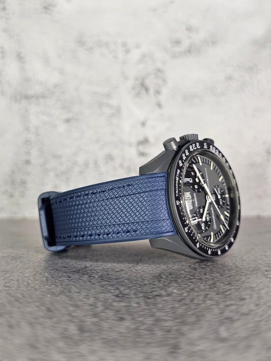 Rubber Curved Strap for Omega x Swatch MoonSwatch – Mission to Mercury – Navy with Navy Stitch