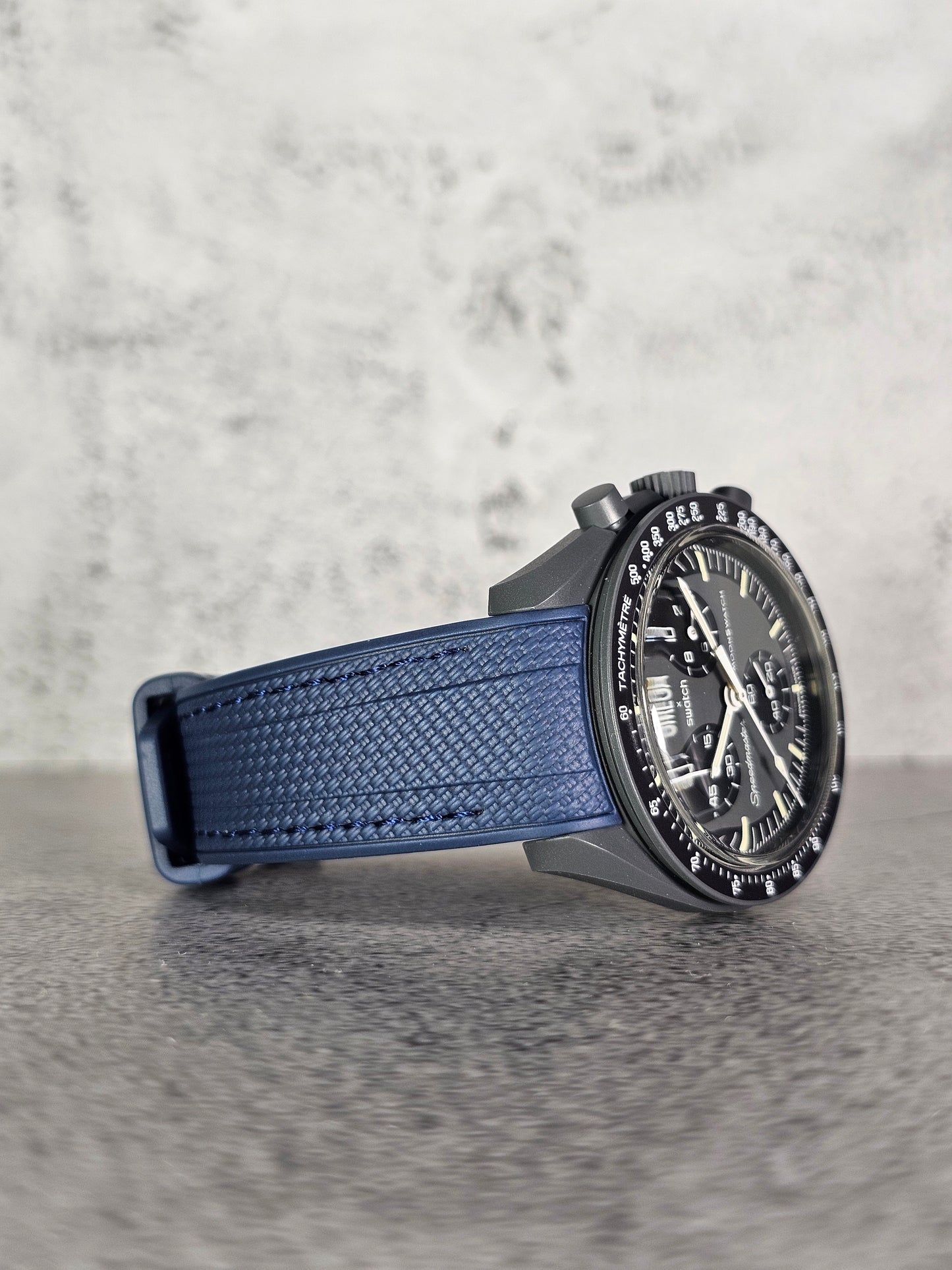 Omega X Swatch MoonSwatch Mercury Strap: Stitched Rubber Woven - Navy