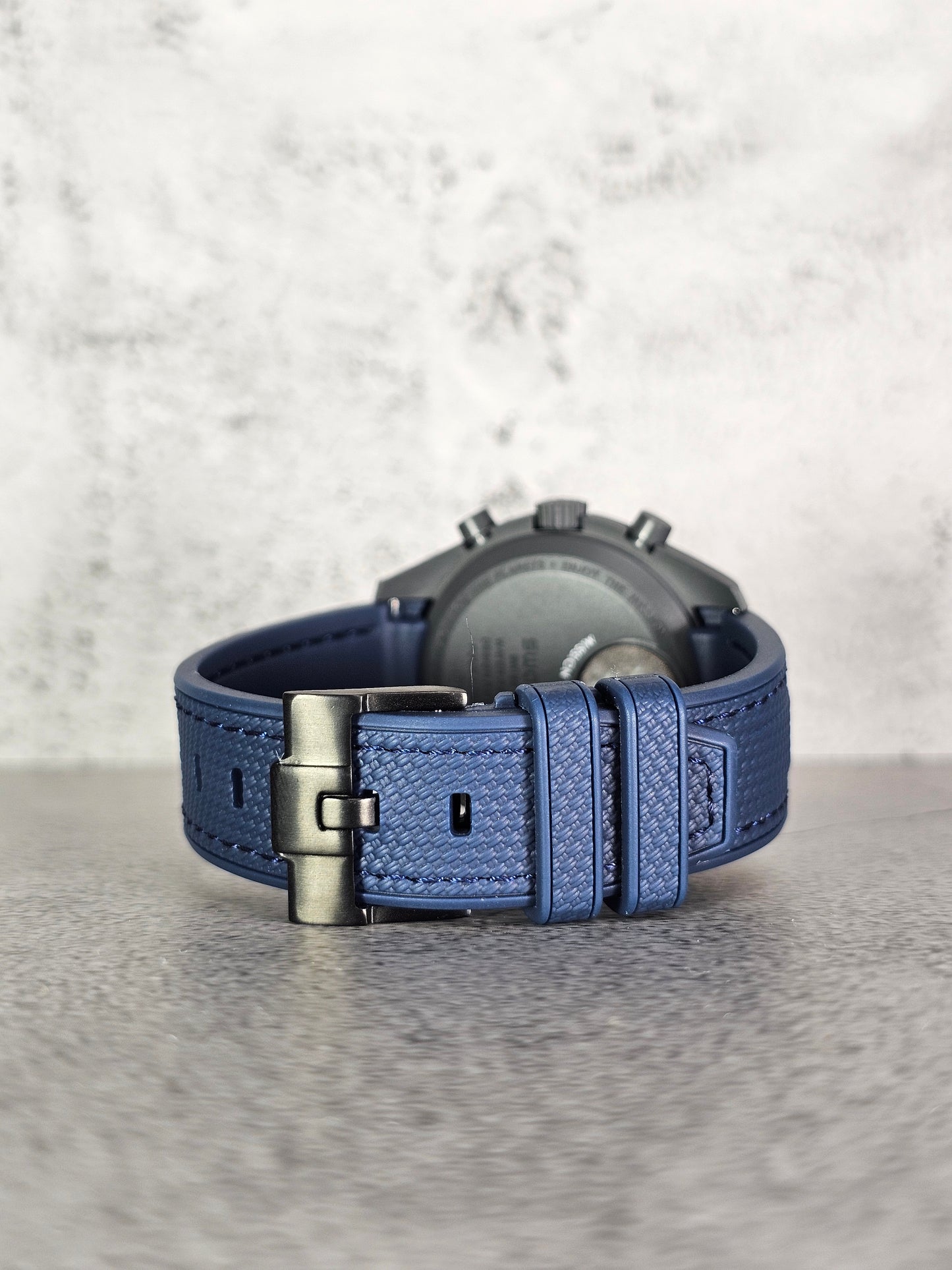 Omega X Swatch MoonSwatch Mercury Strap: Stitched Rubber Woven - Navy