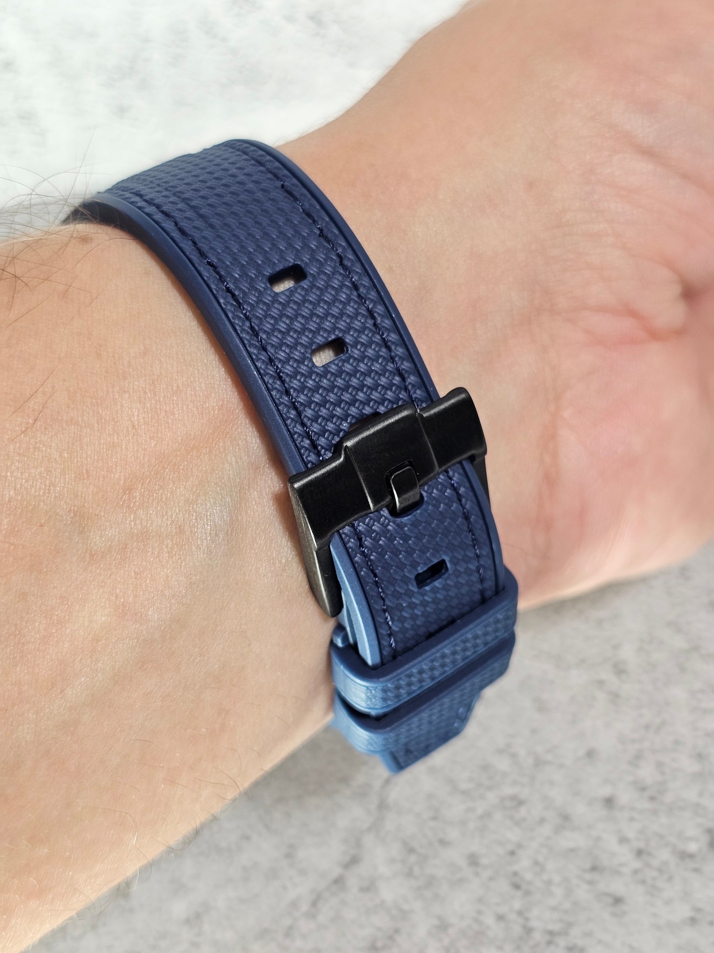 Omega X Swatch MoonSwatch Mercury Strap: Stitched Rubber Woven - Navy