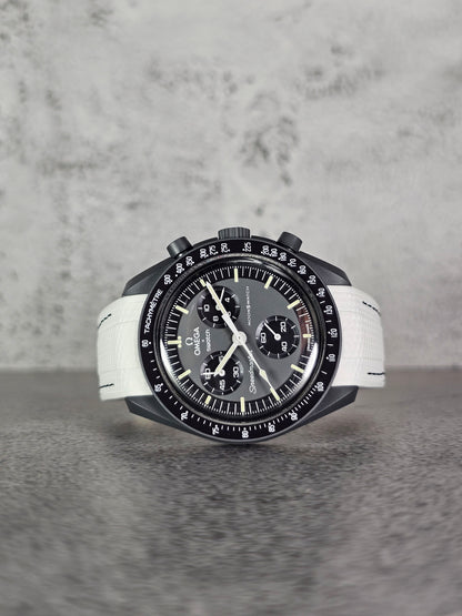 Omega X Swatch MoonSwatch Mercury Strap: Stitched Rubber Woven - White