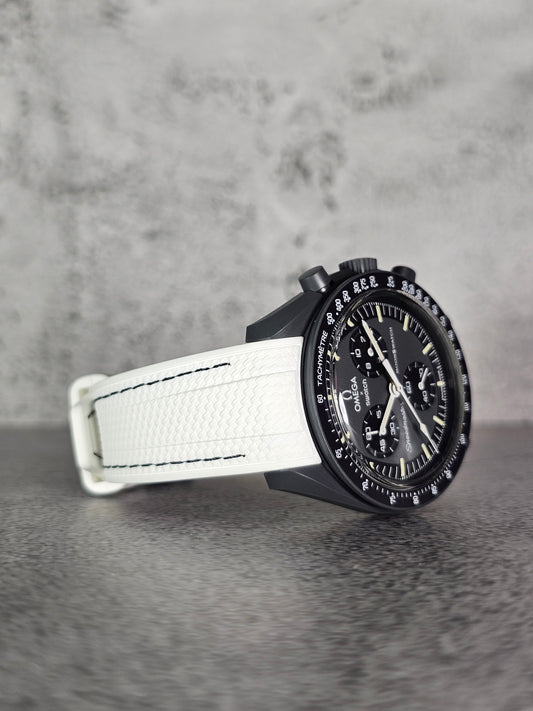 Omega X Swatch MoonSwatch Mercury Strap: Stitched Rubber Woven - White