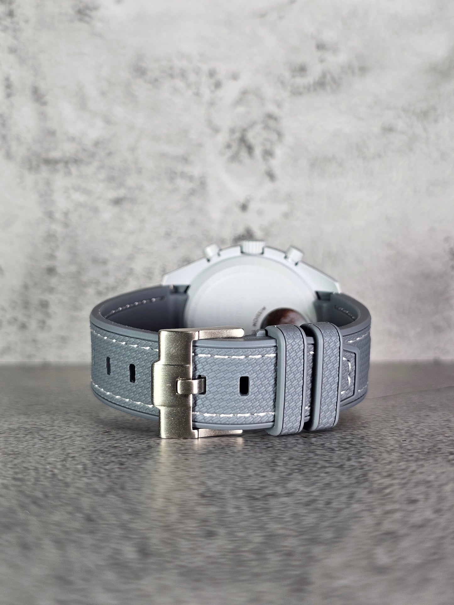 Omega X Swatch MoonSwatch Strap: Rubber Woven - Grey & White