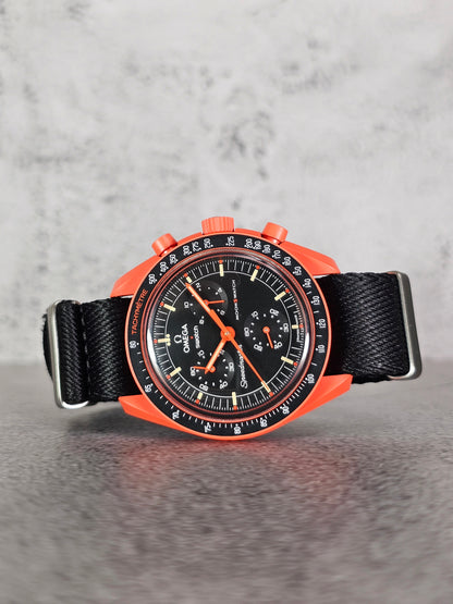 Omega X Swatch MoonSwatch Lava Strap: Rubber Woven - Black NATO