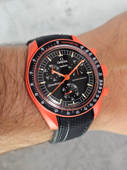 Omega X Swatch MoonSwatch Lava Strap: Rubber Woven - Black