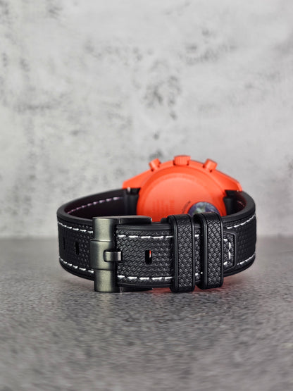 Omega X Swatch MoonSwatch Lava Strap: Rubber Woven - Black & White