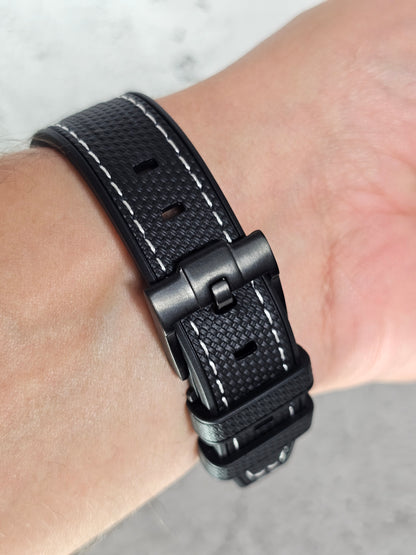 Omega X Swatch MoonSwatch Lava Strap: Rubber Woven - Black & White