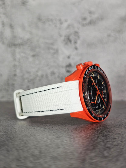 Omega X Swatch MoonSwatch Lava Strap: Rubber Woven - White & Black