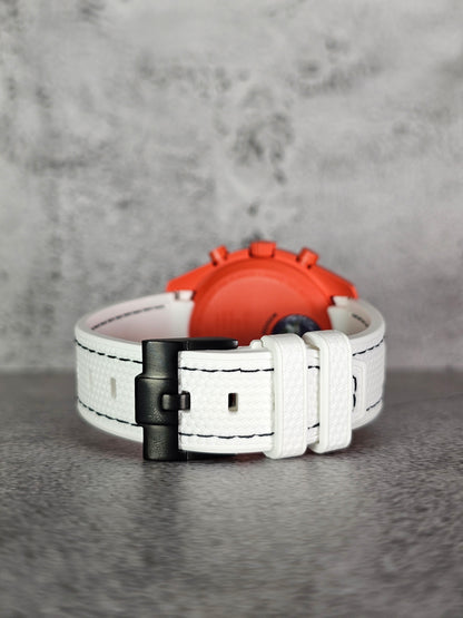 Omega X Swatch MoonSwatch Lava Strap: Rubber Woven - White & Black