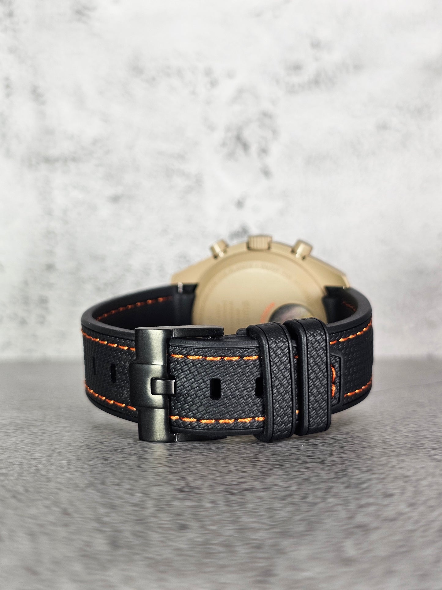 Omega X Swatch MoonSwatch Jupiter Strap: Rubber Woven - Black & Orange