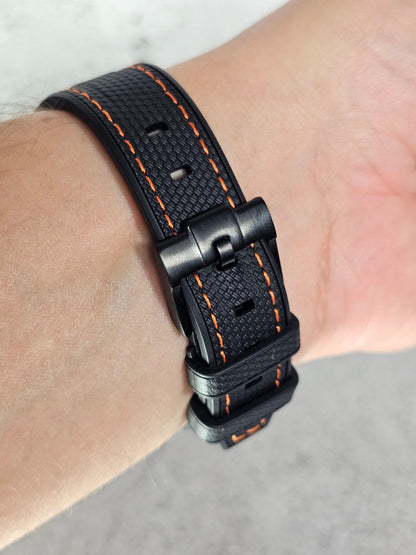 Omega X Swatch MoonSwatch Jupiter Strap: Rubber Woven - Black & Orange