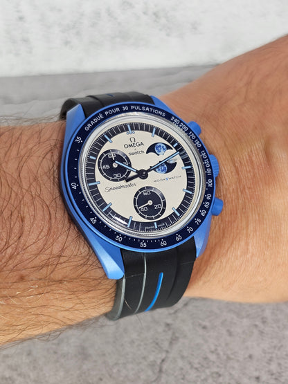 Omega X Swatch Super Blue Moon MoonSwatch Strap: Rubber  - Black & Blue