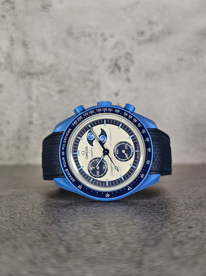 Omega X Swatch MoonSwatch: Super Blue Moon Strap - Navy & Light Blue