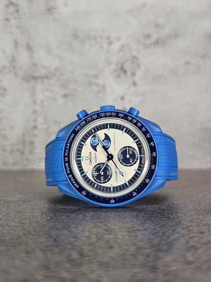 Omega X Swatch Super Blue Moon MoonSwatch Strap: Silicone Rubber Woven - Blue