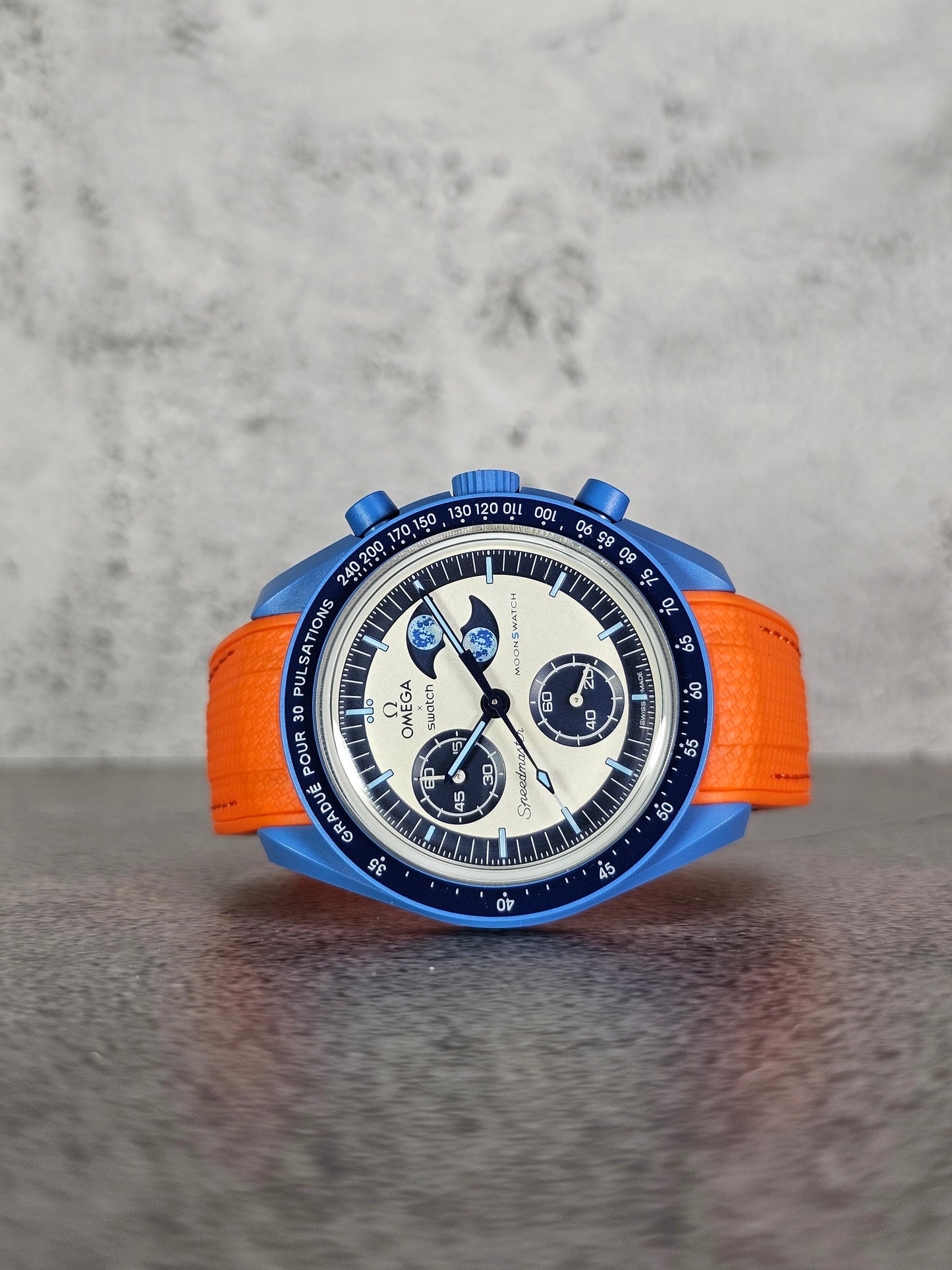 Omega X Swatch Super Blue Moon MoonSwatch Strap: Silicone Rubber Woven - Orange