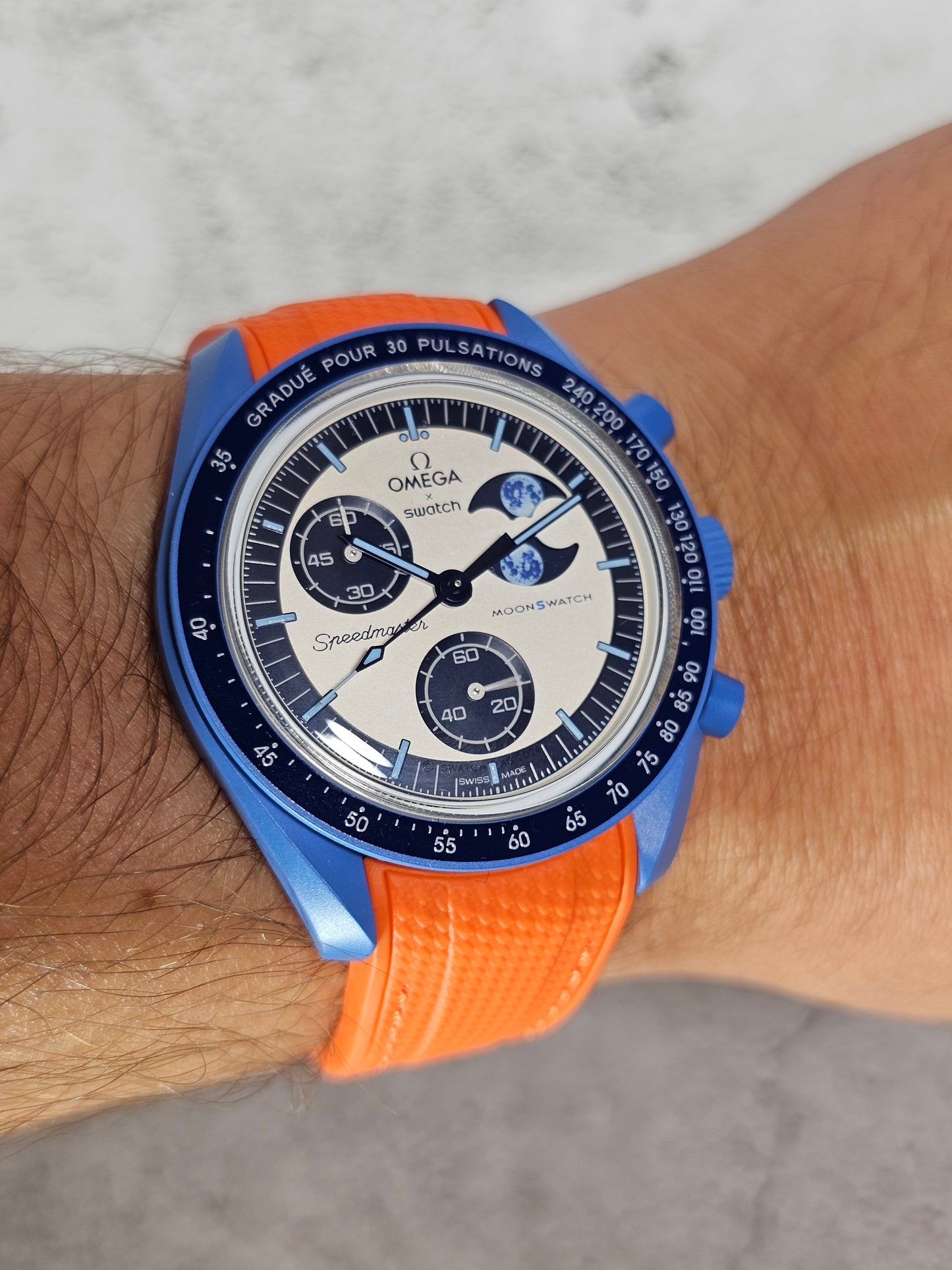 Omega X Swatch Super Blue Moon MoonSwatch Strap: Silicone Rubber Woven - Orange