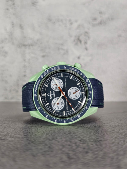 Omega X Swatch MoonSwatch Strap: Rubber Woven - Navy & Green