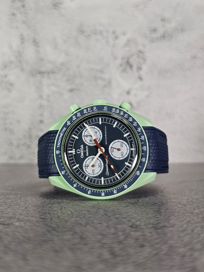 Omega X Swatch MoonSwatch Earth Strap: Rubber Woven - Navy