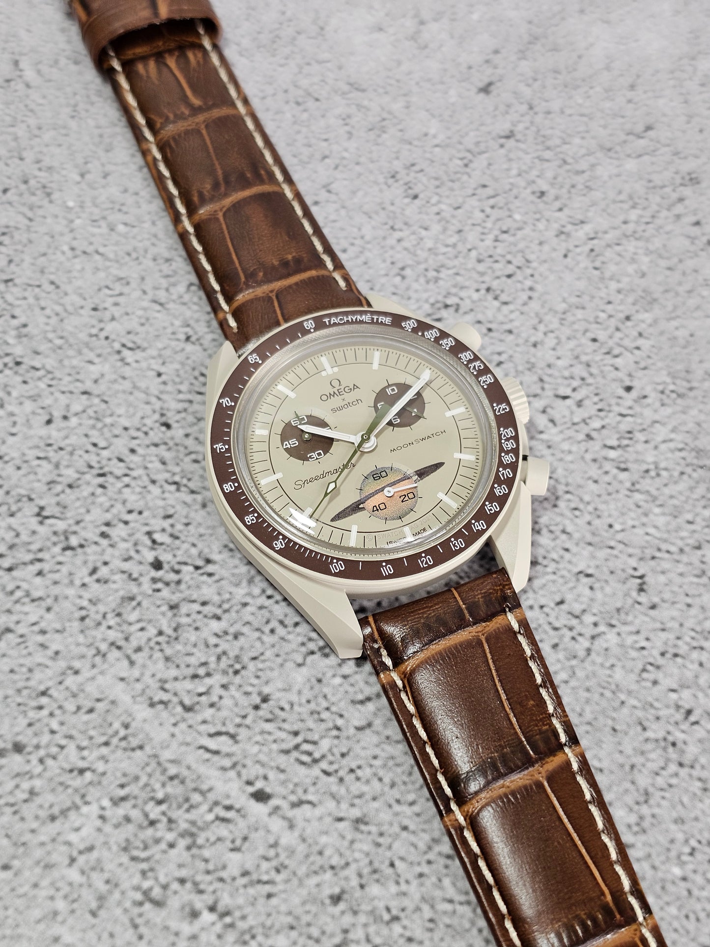 Omega X Swatch MoonSwatch Strap: Embossed Alligator - Brown