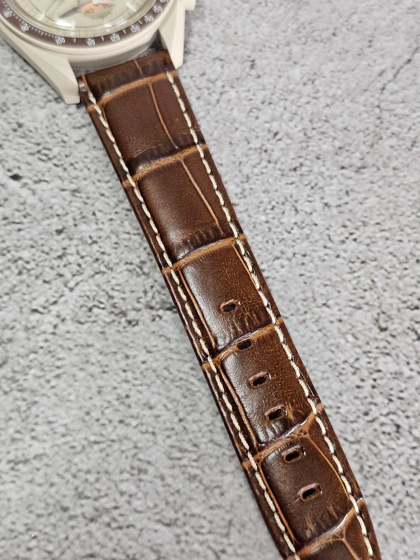 Omega X Swatch MoonSwatch Strap: Embossed Alligator - Brown