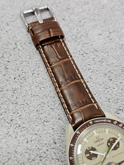 Omega X Swatch MoonSwatch Strap: Embossed Alligator - Brown