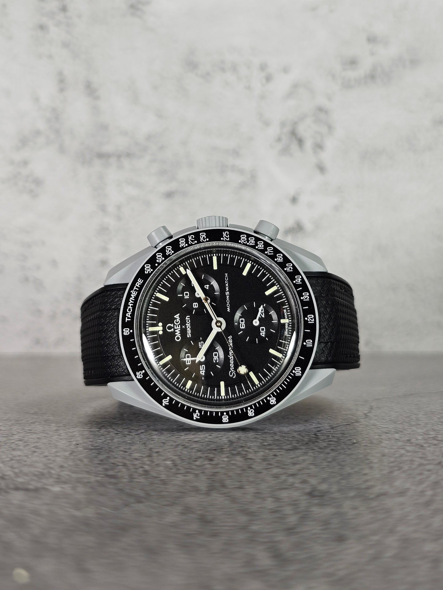 Omega X Swatch MoonShine Gold Strap: Rubber Woven - Black