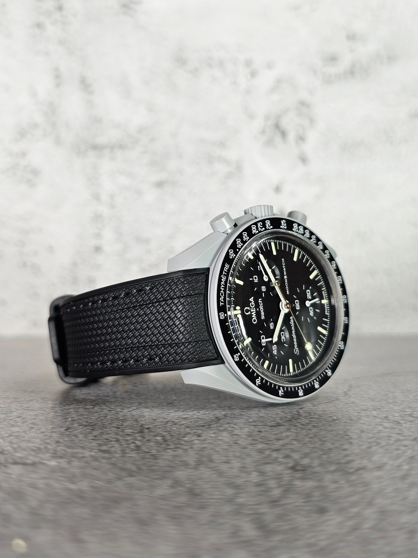 Omega X Swatch MoonShine Gold Strap: Rubber Woven - Black