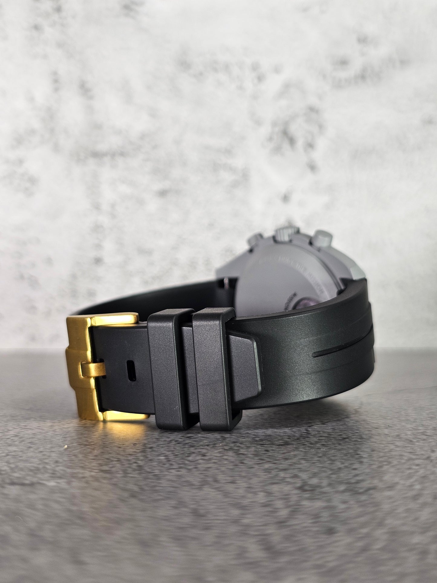 Omega X Swatch MoonShine Gold Strap: Curved Rubber  - Black