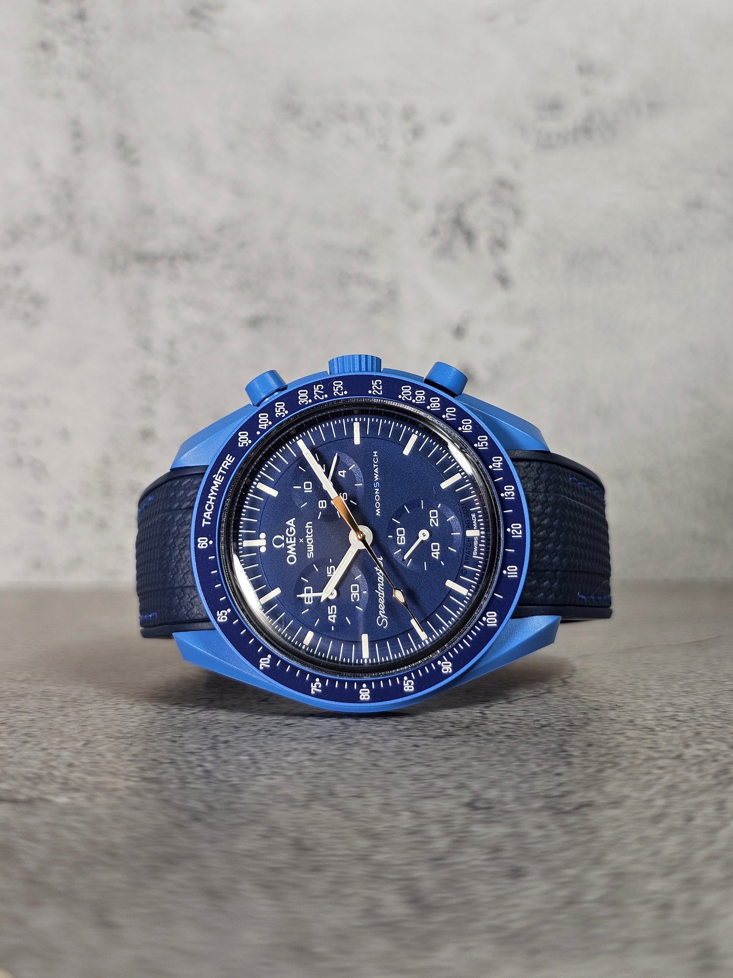 Omega X Swatch MoonShine Gold Strap Neptune - Navy & Light Blue