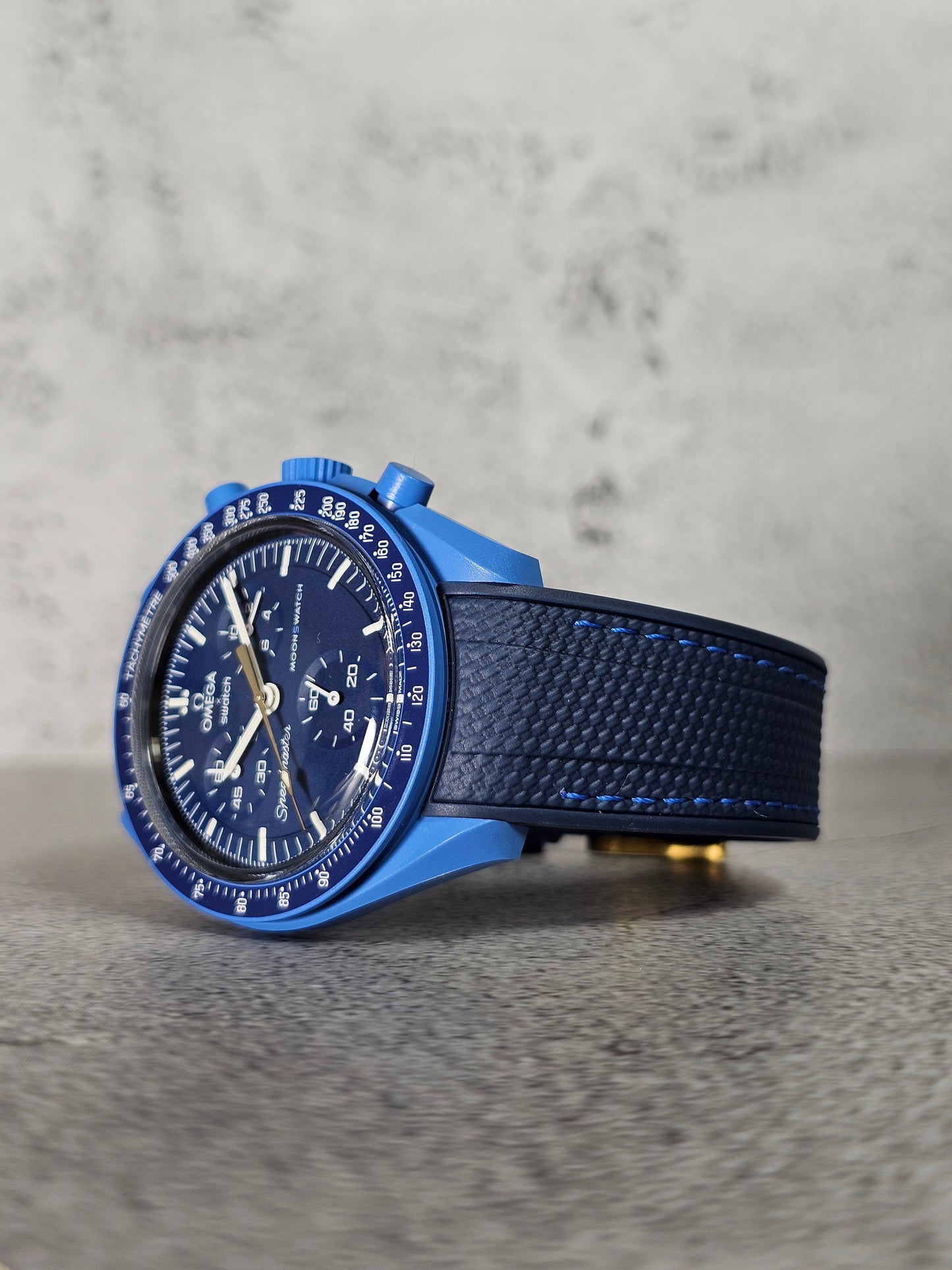 Omega X Swatch MoonShine Gold Strap Neptune - Navy & Light Blue