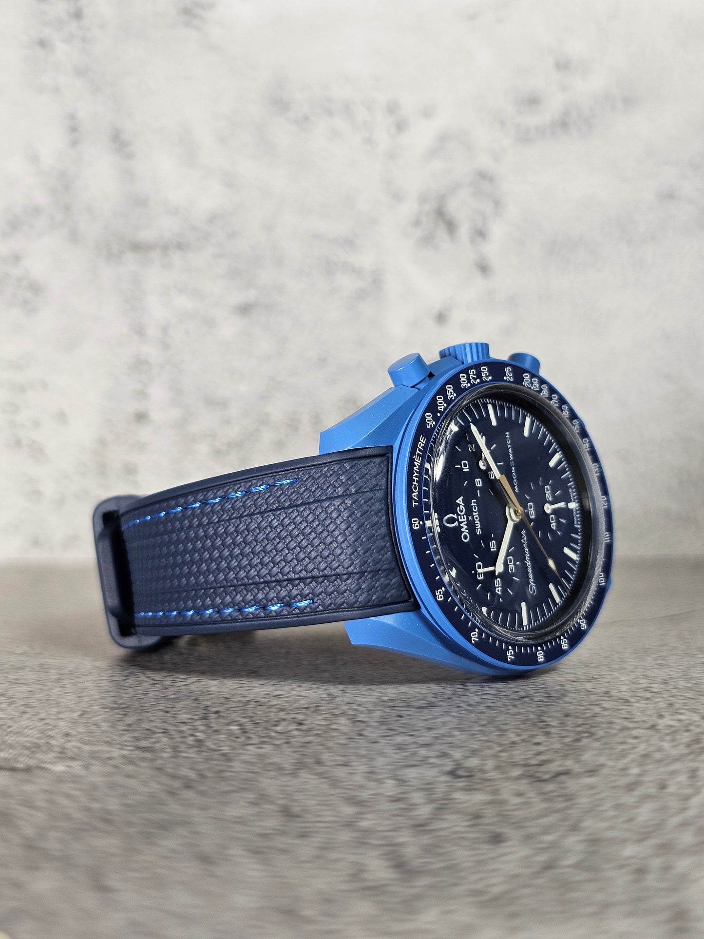 Omega X Swatch MoonShine Gold Strap Neptune - Navy & Light Blue