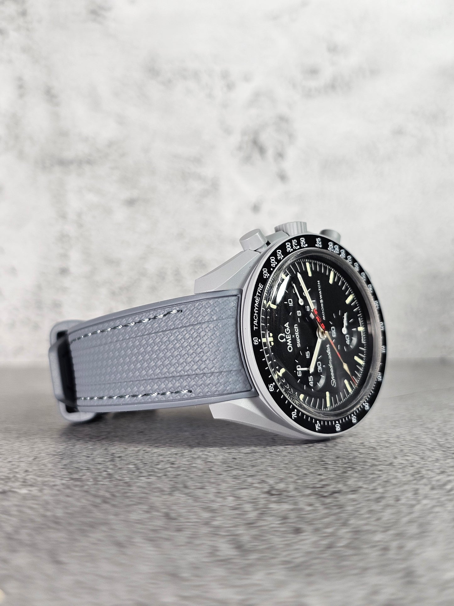 Omega X Swatch MoonShine Gold Strap: Grey Rubber Woven - Moon