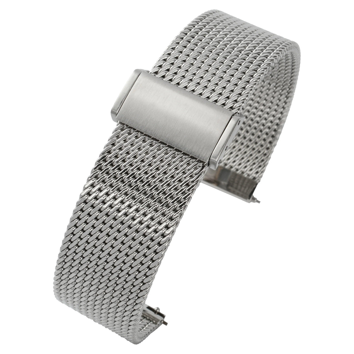 Premium heavy mesh watch bracelet in silver