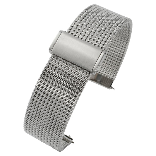 Premium heavy mesh watch bracelet in silver