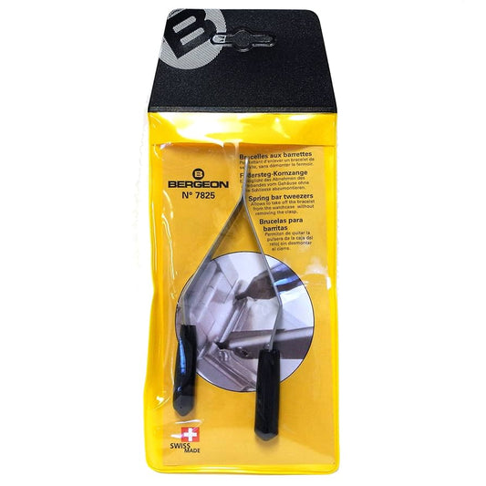 Bergeon spring bar tweezers packaging with yellow background and Bergeon logo.